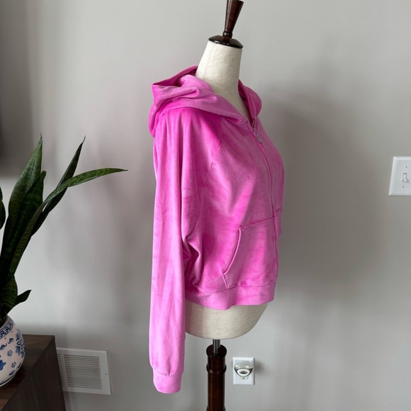Victoria's Secret Velour Tracksuit Zip Hoodie & Jogger Set Hot Pink Sz Medium - Picture 3 of 15